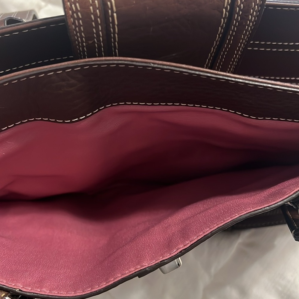 Elegant Brown Leather Handbag Genuine Coach. Excellent   Never used - Picture 4 of 5